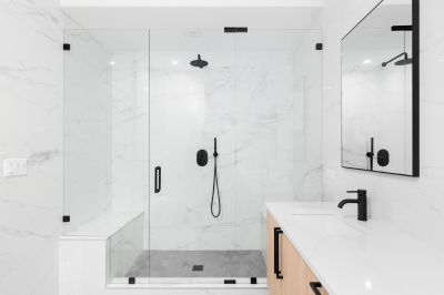 Minimalist Shower with Frameless Glass